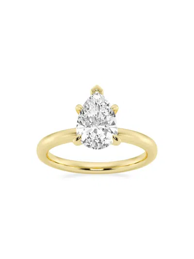 SAKS FIFTH AVENUE WOMEN'S BUILD YOUR OWN COLLECTION 14K YELLOW GOLD & LAB GROWN PEAR SHAPE DIAMOND SOLITAIRE ENGAGEMEN