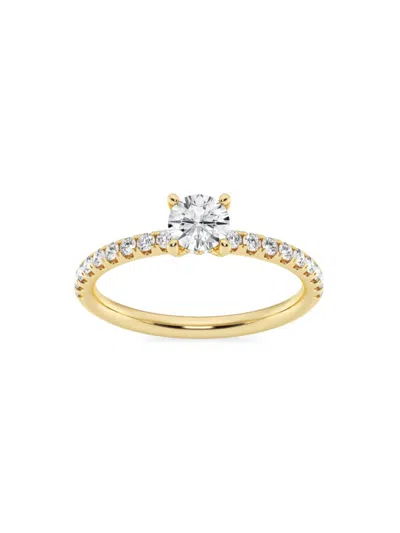 Saks Fifth Avenue Women's Build Your Own Collection 14k Yellow Gold & Lab Grown Round Diamond Hidden Halo Engagement R In 0.8 Tcw Yellow Gold