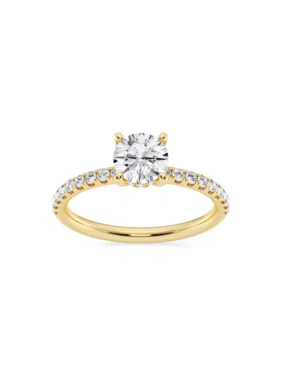 Saks Fifth Avenue Women's Build Your Own Collection 14k Yellow Gold & Lab Grown Round Diamond Hidden Halo Engagement R In 1.33 Tcw Yellow Gold