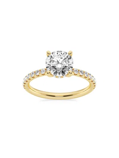 Saks Fifth Avenue Women's Build Your Own Collection 14k Yellow Gold & Lab Grown Round Diamond Hidden Halo Engagement R In 2.4 Tcw Yellow Gold