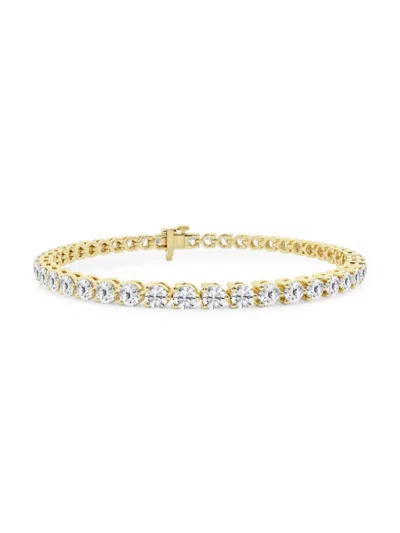 Saks Fifth Avenue Women's Build Your Own Collection 14k Yellow Gold & Round Lab Grown Diamond Three Prong Tennis Brace In 5 Tcw Yellow Gold