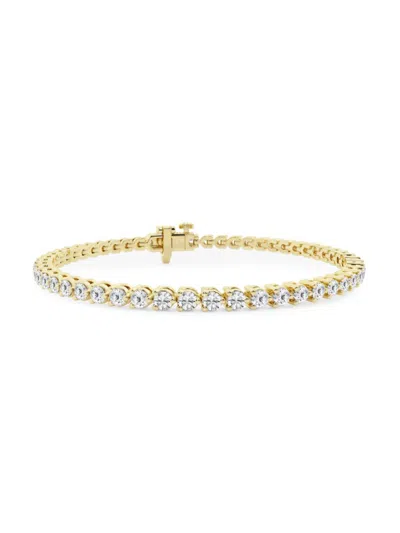 Saks Fifth Avenue Women's Build Your Own Collection 14k Yellow Gold & Round Lab Grown Diamond Three Prong Tennis Brace In 3 Tcw Yellow Gold