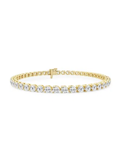 Saks Fifth Avenue Women's Build Your Own Collection 14k Yellow Gold & Round Lab Grown Diamond Three Prong Tennis Brace In 4 Tcw Yellow Gold
