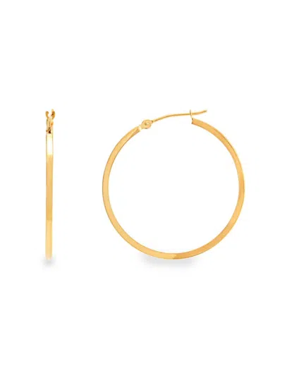 Saks Fifth Avenue Women's Build Your Own Collection 14k Yellow Gold Round Square Tube Hoop Earrings In 1.52 X 30 Mm