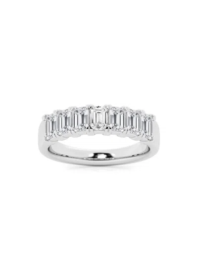 Saks Fifth Avenue Women's Build Your Own Collection Platinum & 7 Natural Emerald Diamond Wedding Band In 2 Tcw Platinum