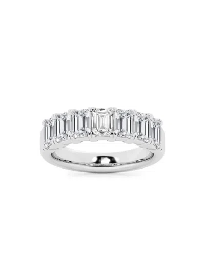 Saks Fifth Avenue Women's Build Your Own Collection Platinum & 7 Natural Emerald Diamond Wedding Band In 3 Tcw Platinum