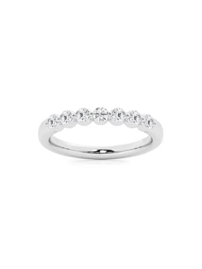 Saks Fifth Avenue Women's Build Your Own Collection Platinum & 7 Natural Round Diamond Wedding Band In 0.5 Tcw Platinum