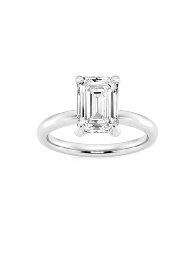 Saks Fifth Avenue Women's Build Your Own Collection Platinum & Emerald Cut Lab Grown Diamond Solitaire Engagement Ring In 3 Tcw Platinum