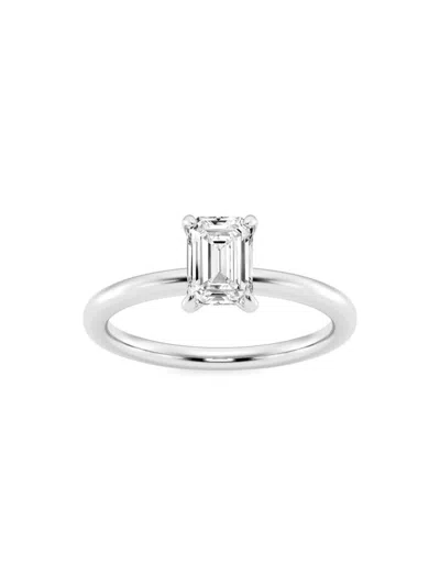 Saks Fifth Avenue Women's Build Your Own Collection Platinum & Emerald Shape Natural Diamond Solitaire Engagement Ring In 1 Tcw