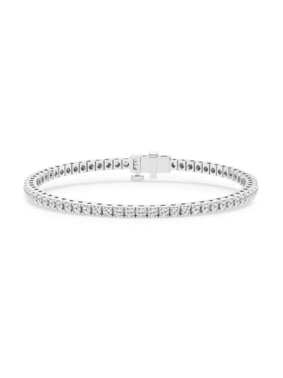 Saks Fifth Avenue Women's Build Your Own Collection Platinum & Natural Diamond Four Prong Tennis Bracelet In 3 Tcw Platinum