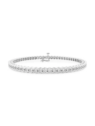 Saks Fifth Avenue Women's Build Your Own Collection Platinum & Natural Diamond Half Bezel Tennis Bracelet In 3 Tcw Platinum