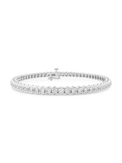 Saks Fifth Avenue Women's Build Your Own Collection Platinum & Natural Diamond Half Bezel Tennis Bracelet In 4 Tcw Platinum