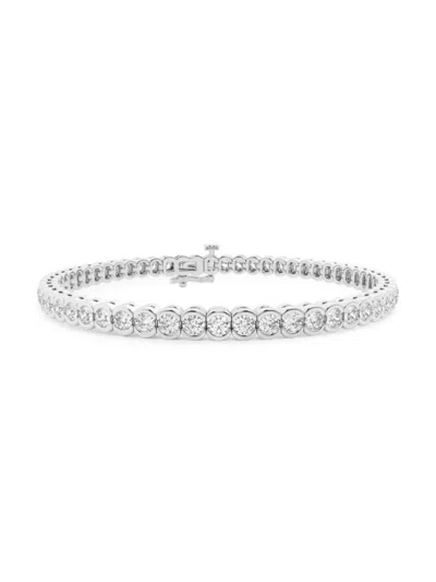 Saks Fifth Avenue Women's Build Your Own Collection Platinum & Natural Diamond Half Bezel Tennis Bracelet In 5 Tcw Platinum