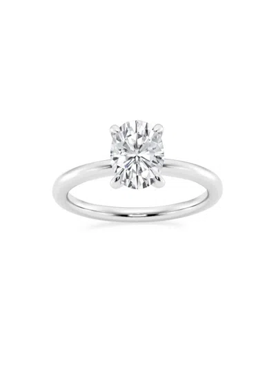 Saks Fifth Avenue Women's Build Your Own Collection Platinum & Oval Natural Diamond Solitaire Engagement Ring In 1.5 Tcw