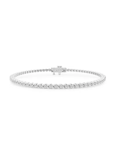 Saks Fifth Avenue Women's Build Your Own Collection Platinum & Round Lab Grown Diamond Three Prong Tennis Bracelet In 1 Tcw Platinum