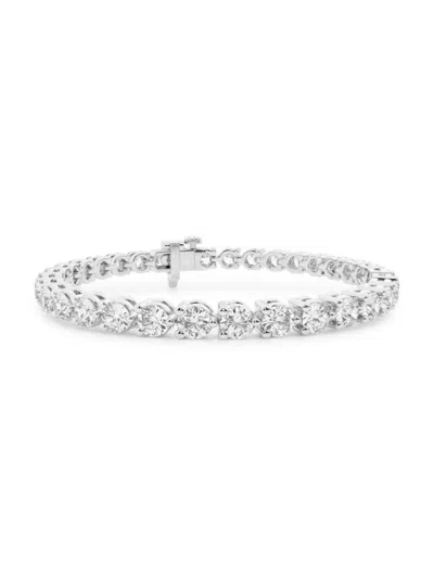 Saks Fifth Avenue Women's Build Your Own Collection Platinum & Round Lab Grown Diamond Three Prong Tennis Bracelet In 10 Tcw Platinum
