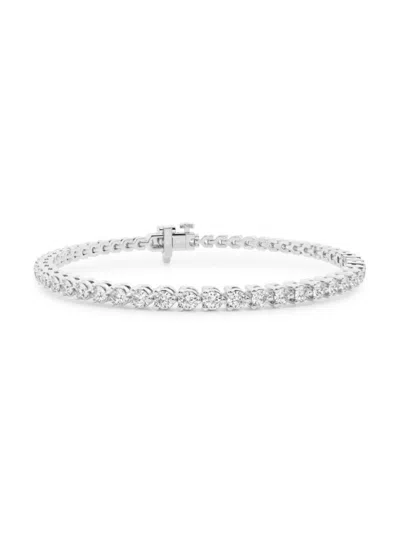Saks Fifth Avenue Women's Build Your Own Collection Platinum & Round Lab Grown Diamond Three Prong Tennis Bracelet In 3 Tcw Platinum