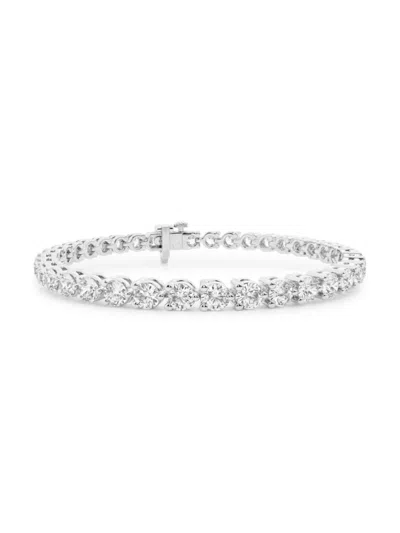 Saks Fifth Avenue Women's Build Your Own Collection Platinum & Round Lab Grown Diamond Three Prong Tennis Bracelet In 7 Tcw Platinum