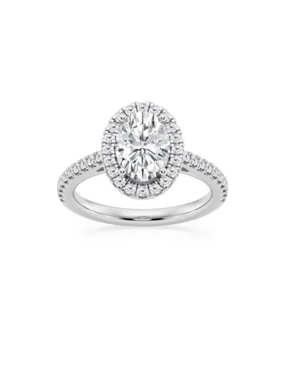 SAKS FIFTH AVENUE WOMEN'S BUILD YOUR OWN COLLECTION PLATINUM LAB GROWN DIAMOND HALO ENGAGEMENT RING