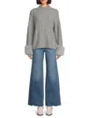 Saks Fifth Avenue Women's Cable-knit Faux-fur-cuff Sweater In Gray