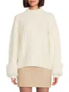 Saks Fifth Avenue Women's Cable-knit Faux-fur-cuff Sweater In Neutral