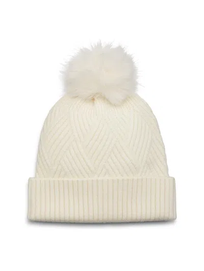 Saks Fifth Avenue Women's Cable-knit Ribbed Trim Hat In White