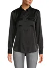 Saks Fifth Avenue Women's Cargo Pocket Satin Shirt In Black