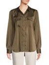 Saks Fifth Avenue Women's Cargo Pocket Satin Shirt In Olive