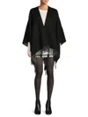 Saks Fifth Avenue Women's Merino Wool Blend Fringe Cape In Black