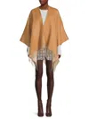 Saks Fifth Avenue Women's Merino Wool Blend Fringe Cape In Camel