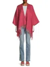 Saks Fifth Avenue Women's Merino Wool Blend Fringe Cape In Pink