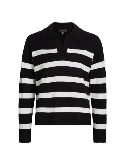 Saks Fifth Avenue Women's Cashmere Striped Sweater In Black