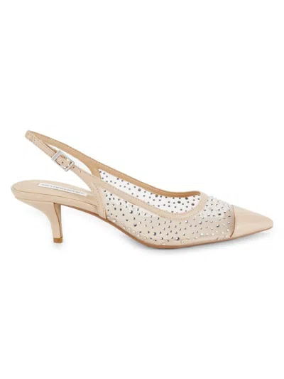 Saks Fifth Avenue Women's Celina 64mm Embellished Leather Slingback Pumps In Beige Leather