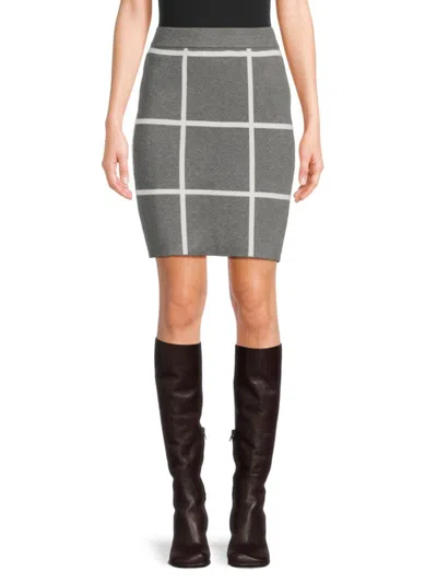 Saks Fifth Avenue Women's Check Straight Mini Skirt In Dark Grey