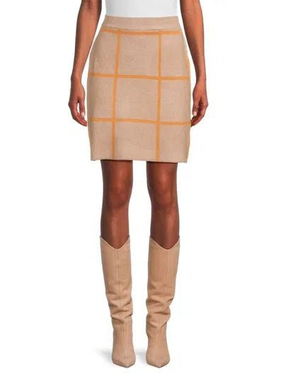 Saks Fifth Avenue Women's Check Straight Mini Skirt In Tan