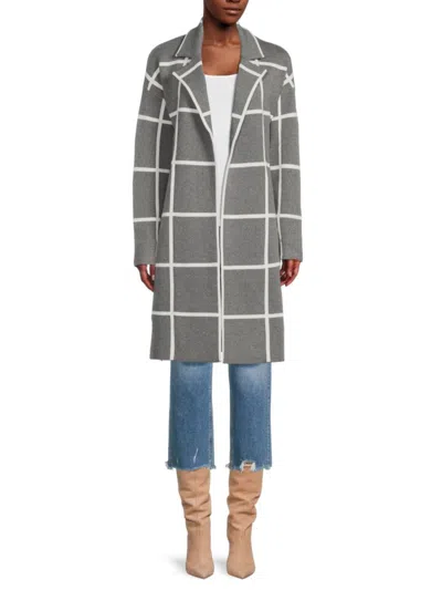 Saks Fifth Avenue Women's Checked Open Front Coat In Dark Grey