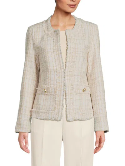 Saks Fifth Avenue Women's Checked Tweed Jacket In White Warm