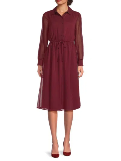 Saks Fifth Avenue Women's Chiffon Shirtdress In Burgundy