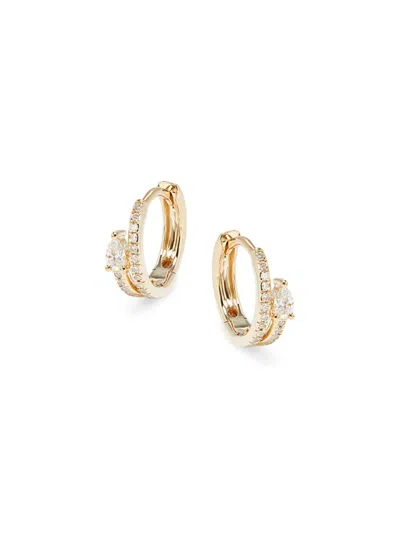 Saks Fifth Avenue Women's Colette 14k Yellow Gold & 0.19 Tcw Diamond Huggie Earrings