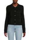 Saks Fifth Avenue Women's Collared Merino Wool Blend Cardigan In Black