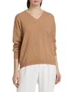Saks Fifth Avenue Women's Collection Pointelle V-neck Cashmere Sweater In Cream