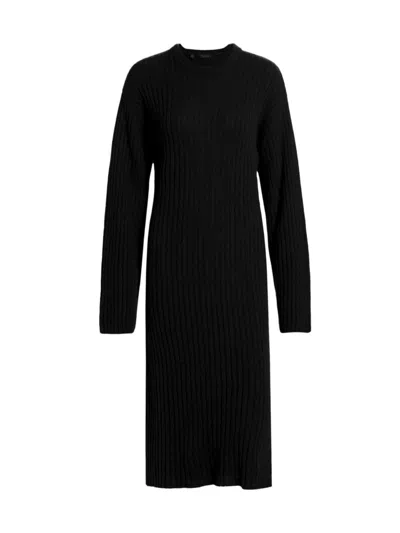 Saks Fifth Avenue Women's Collection Rib-knit Wool-cashmere Midi Dress In Black