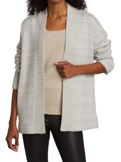 Saks Fifth Avenue Women's Collection Sequin Striped Cardigan In Silver
