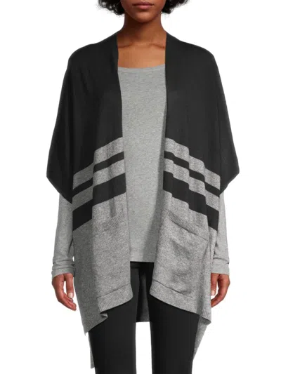 Saks Fifth Avenue Women's Collection Striped Colorblocked Knit Cape In Black