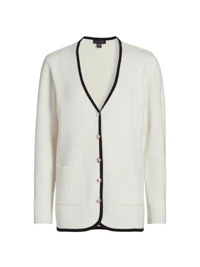 Saks Fifth Avenue Women's Contrast Cashmere Tipped Blazer In Neutral