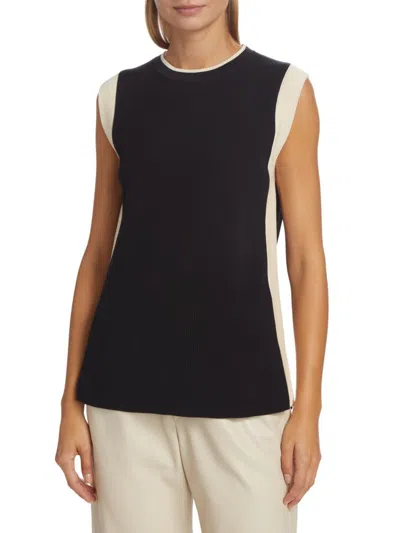 Saks Fifth Avenue Women's Contrast Rib-knit Sweater Vest In Black