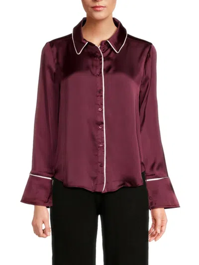 Saks Fifth Avenue Women's Contrast Tipping Shirt In Berry Ivory