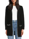 Saks Fifth Avenue Women's Contrast-trim 100% Cashmere Cardigan In Black