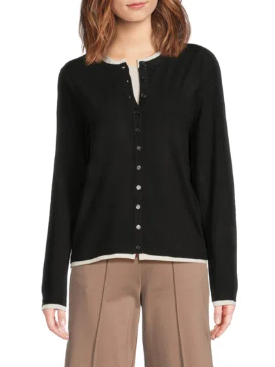 SAKS FIFTH AVENUE WOMEN'S CONTRAST TRIM CARDIGAN
