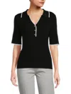 Saks Fifth Avenue Women's Contrast Trim Sweater In Very Black